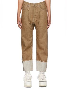 R13 Brown Pleated Drop Jeans